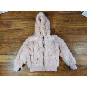 Wilson Leather Kids Light Pink Fur Hooded Jacket Size XS